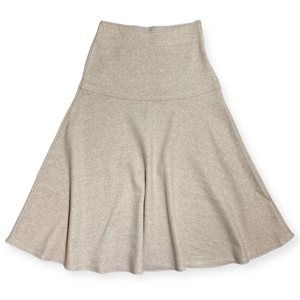 OGL FuzzLuxe Flared Maxi Skirt NWT In Heather Oatmeal Sz M